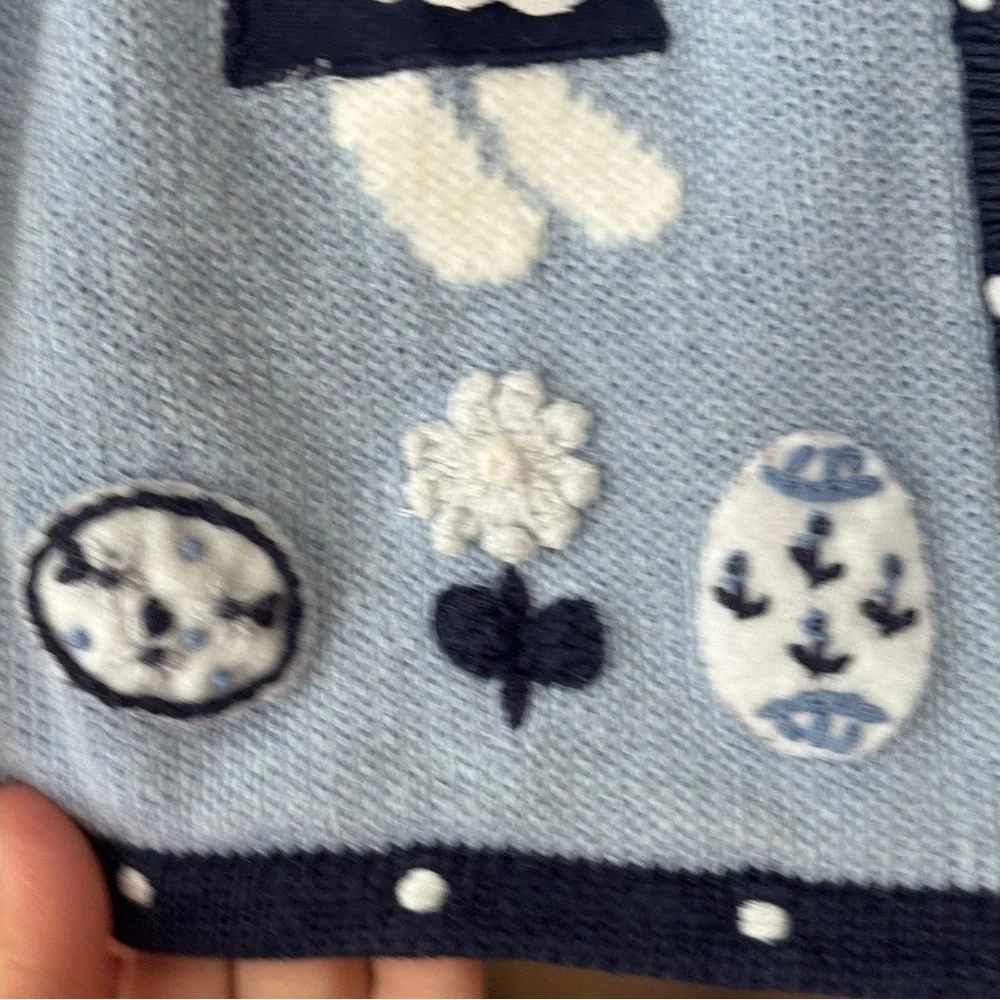 Vintage Harstrings bunny Easter eggs Intarsia knit cardigan sweater toddler girl